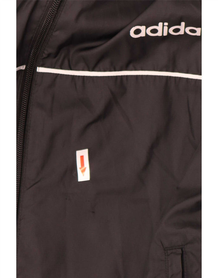 Adidas Mens Graphic Hooded Rain Jacket UK 42 XL Black Polyester