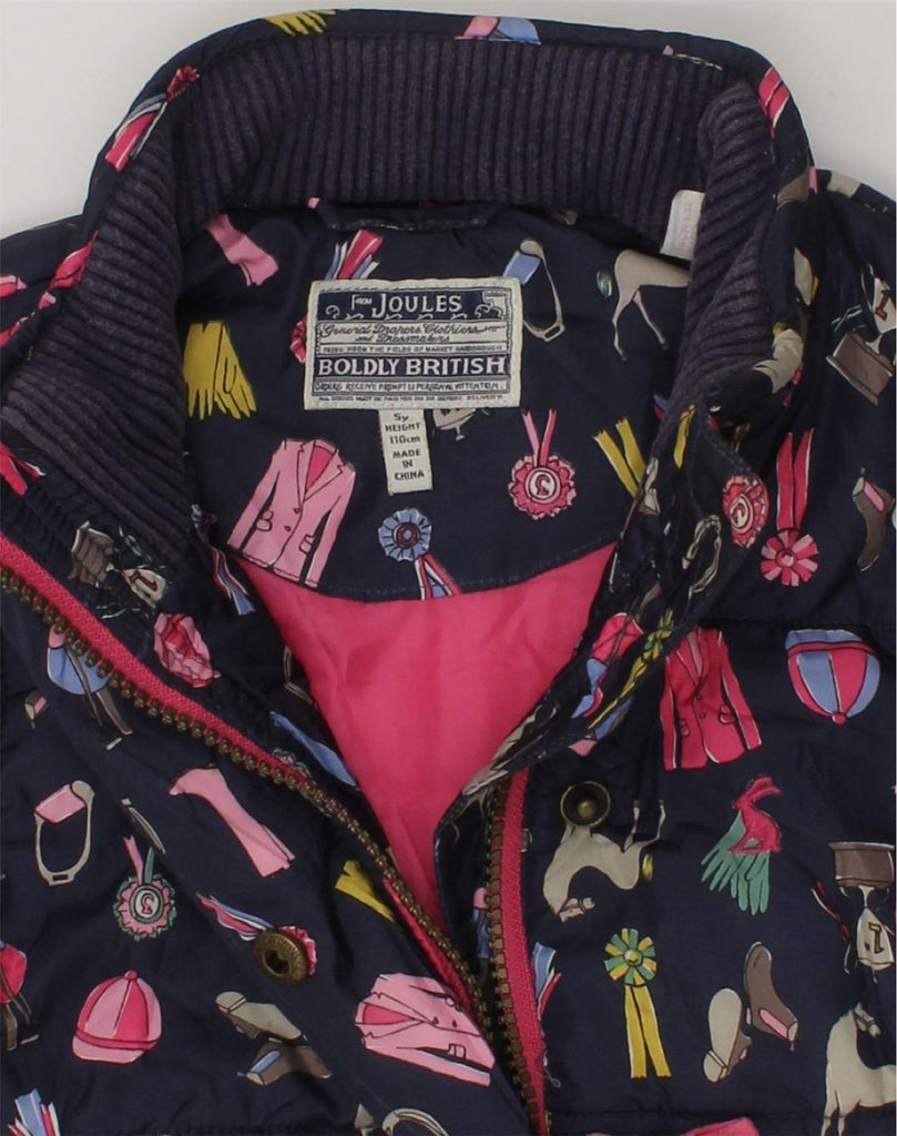 JOULES Girls Crazy Pattern Padded Gilet 4-5 Years Navy Blue Polyester | Vintage Joules | Thrift | Second-Hand Joules | Used Clothing | Messina Hembry 