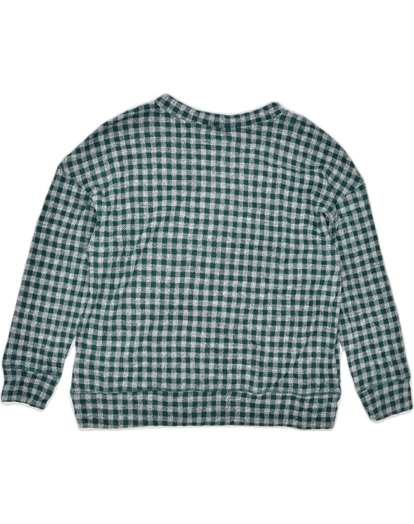 LEE Womens V-Neck Jumper Sweater UK 16 Large Green Check Polyester | Vintage | Thrift | Second-Hand | Used Clothing | Messina Hembry 