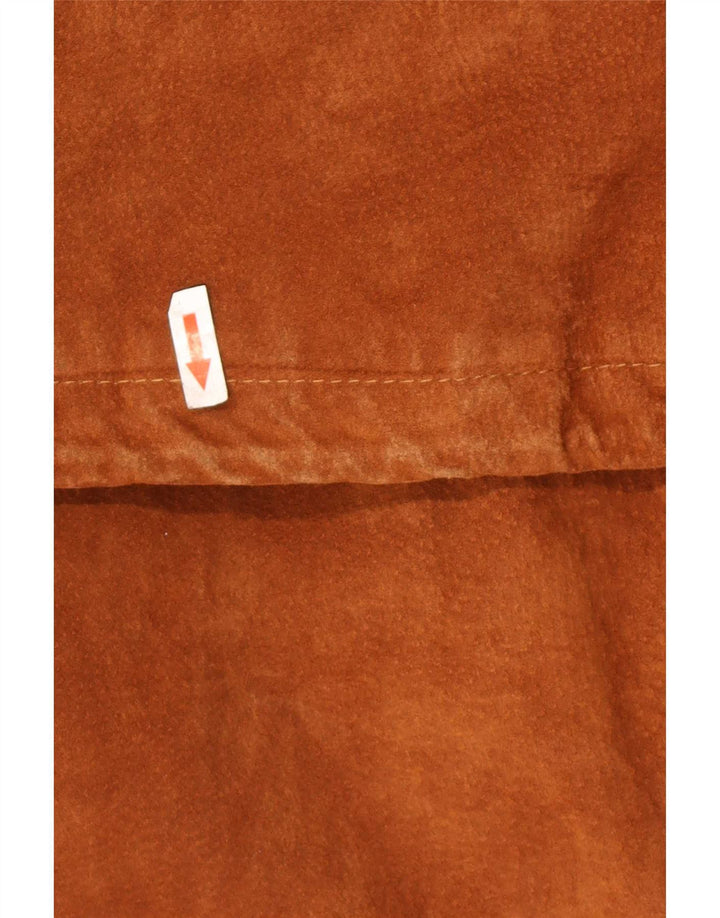 Vintage Mens Suede Overcoat IT 48 Medium Brown Leather