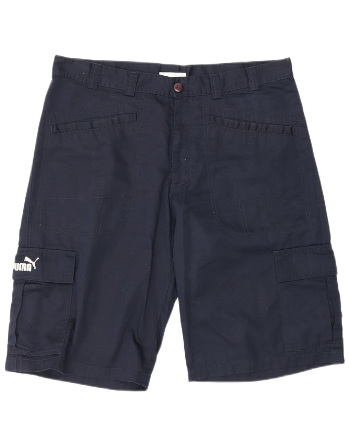 PUMA Mens Cargo Shorts Medium W32 Navy Blue Cotton