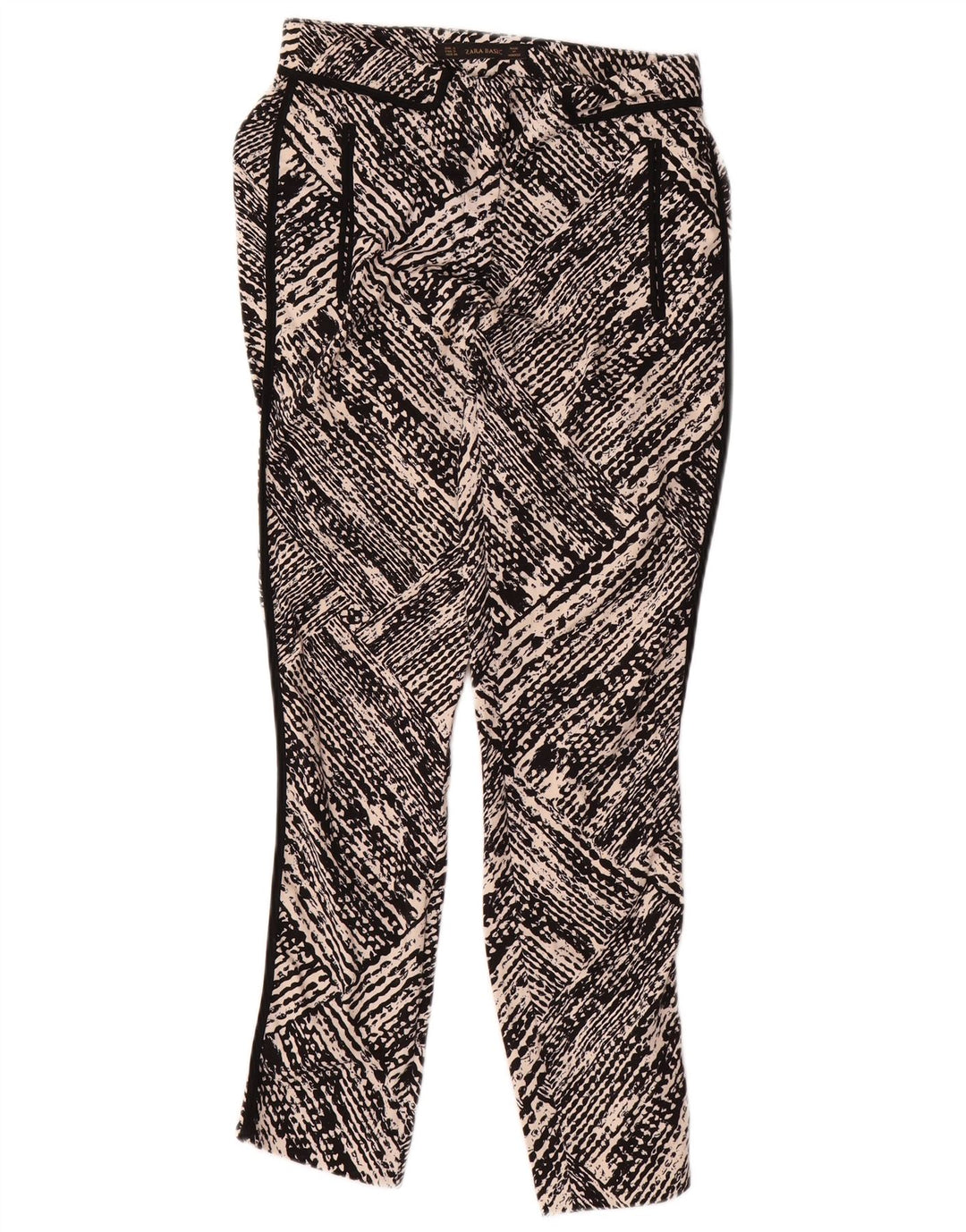 Zara Womens Abstract Pattern Slim Casual Trousers Small W26 L27 Black