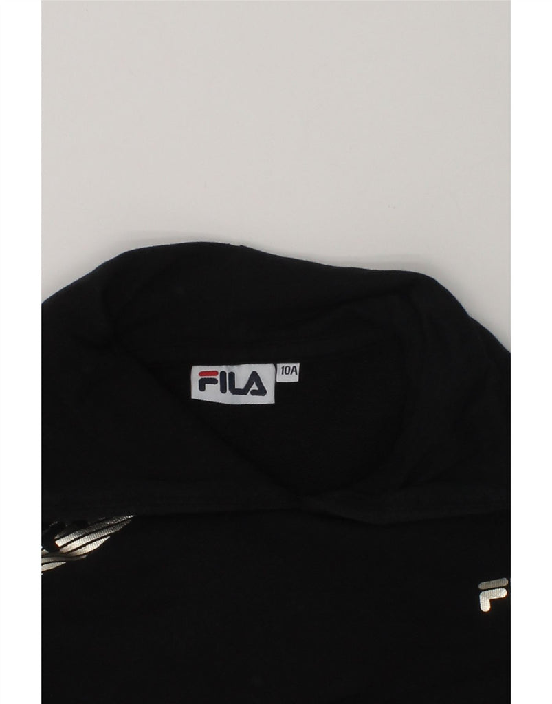 FILA Girls Graphic Hoodie Jumper 9-10 Years Black Cotton | Vintage Fila | Thrift | Second-Hand Fila | Used Clothing | Messina Hembry 