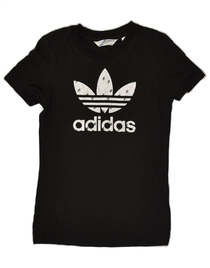 ADIDAS Womens Graphic T-Shirt Top IT 40 Small Black Cotton | Vintage Adidas | Thrift | Second-Hand Adidas | Used Clothing | Messina Hembry 