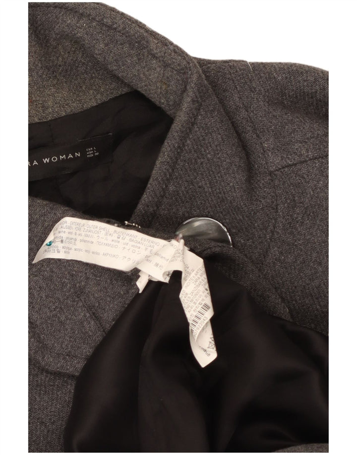 Zara Womens Overcoat UK 16 Large Grey Wool