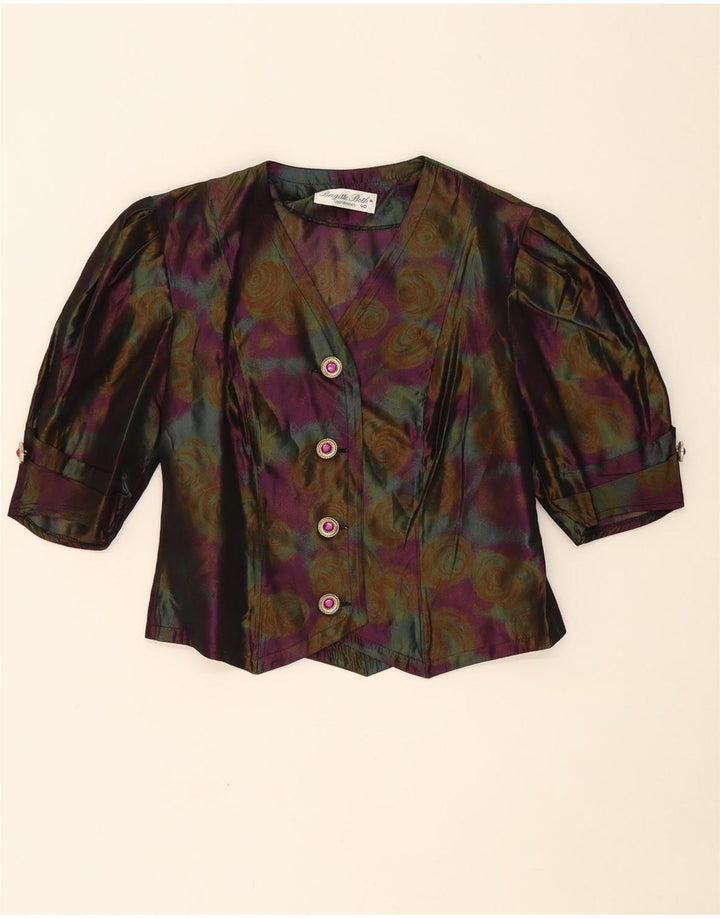 BRIGITTE BOTH Womens 1/2 Sleeve Shirt Blouse EU 40 Medium Purple Floral