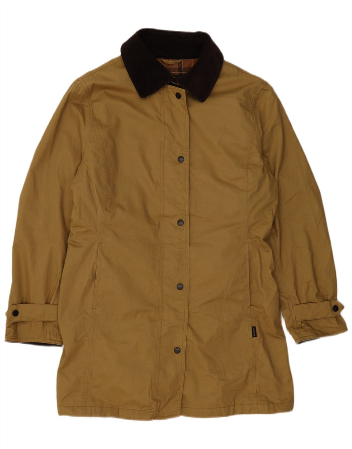 BARBOUR Womens Overcoat UK 16 Large Khaki Cotton