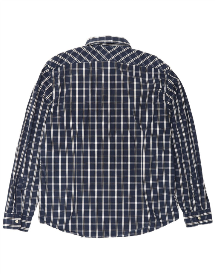 ESPRIT Mens Shirt XL Navy Blue Check Cotton