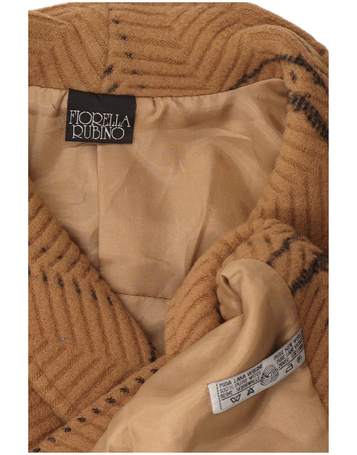 FIORELLA RUBINO Womens Double Breasted Coat UK 14 Large Beige Check