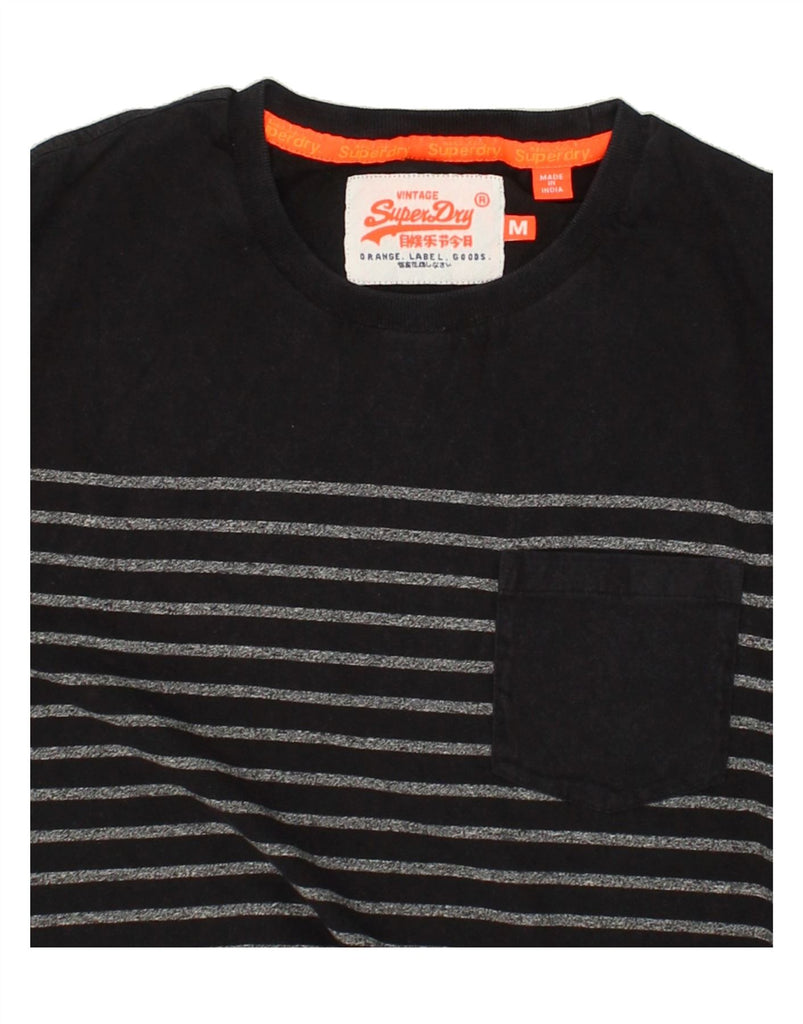 SUPERDRY Mens T-Shirt Top Medium Black Striped Cotton | Vintage Superdry | Thrift | Second-Hand Superdry | Used Clothing | Messina Hembry 
