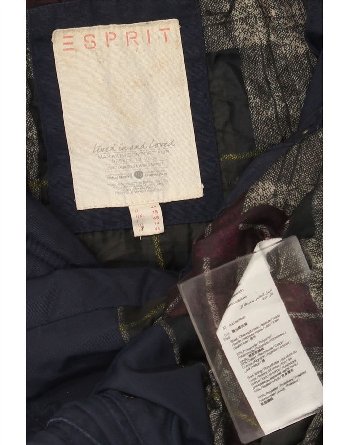 Esprit Womens Hooded Padded Coat UK 18 XL Navy Blue Polyamide