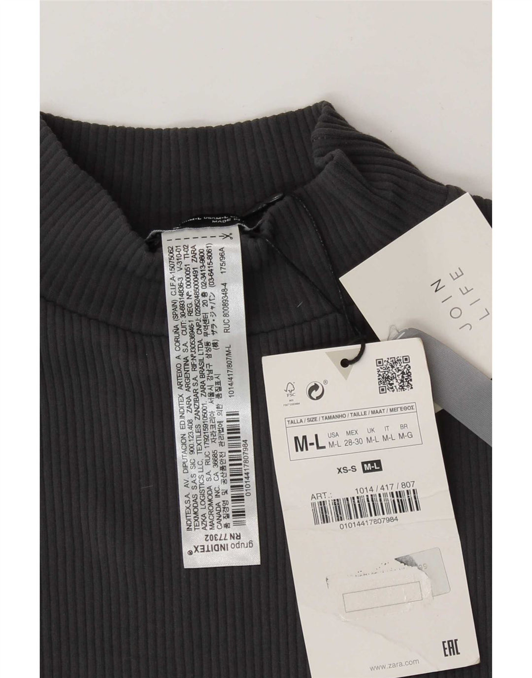 Zara Womens Crop Vest Top UK 12 Medium Grey Polyamide