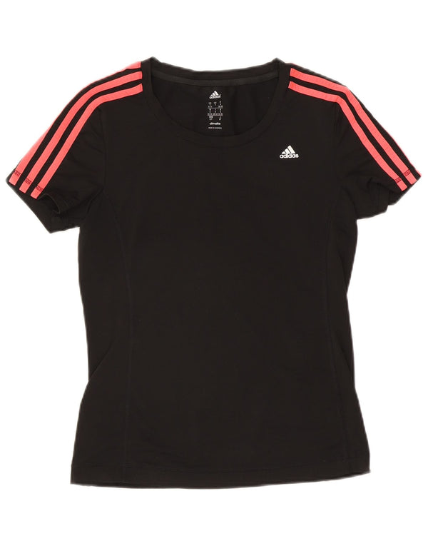 Adidas Womens Climalite T-Shirt Top UK 8/10 Small Black Polyester