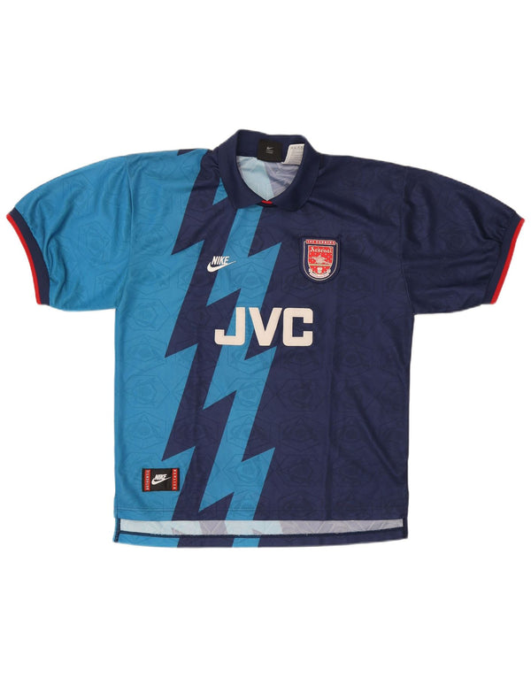 Nike Mens Arsenal FC 1995-1996 Away Shirt XL Blue Colourblock Sports