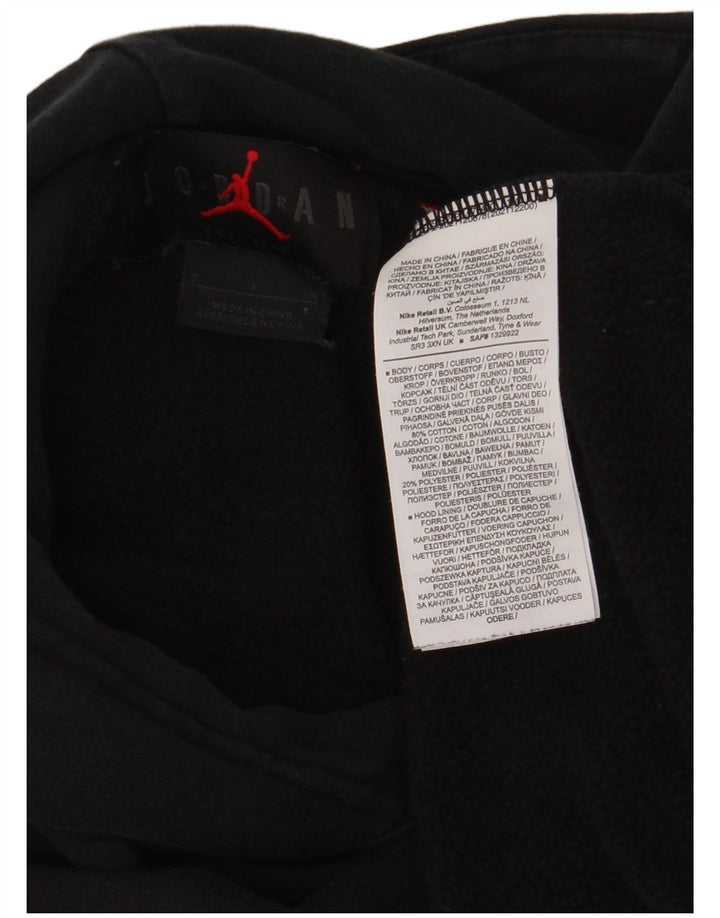 JORDAN Mens Hoodie Jumper Small Black Cotton