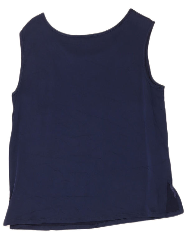 Luisa Spagnoli Womens Vest Top UK 14 Large Navy Blue Acetate