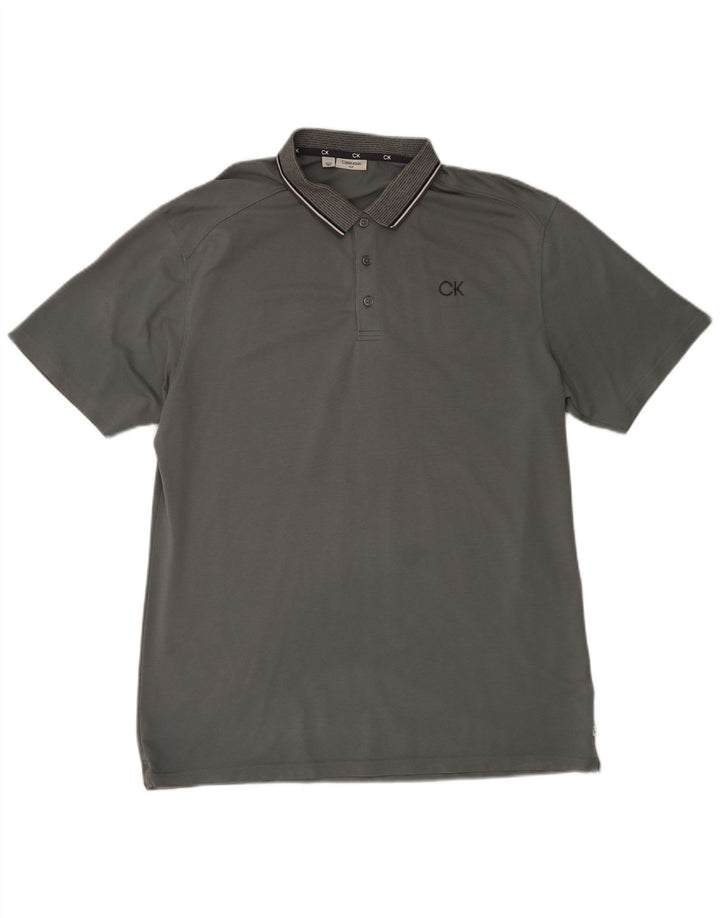CALVIN KLEIN Mens Golf Polo Shirt XL Grey Cotton