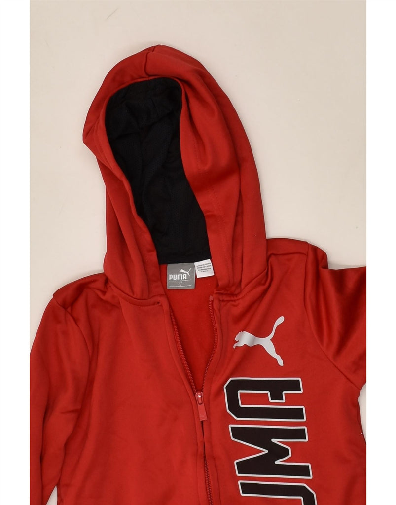 PUMA Boys Graphic Zip Hoodie Sweater 4-5 Years Small Red Polyester | Vintage Puma | Thrift | Second-Hand Puma | Used Clothing | Messina Hembry 