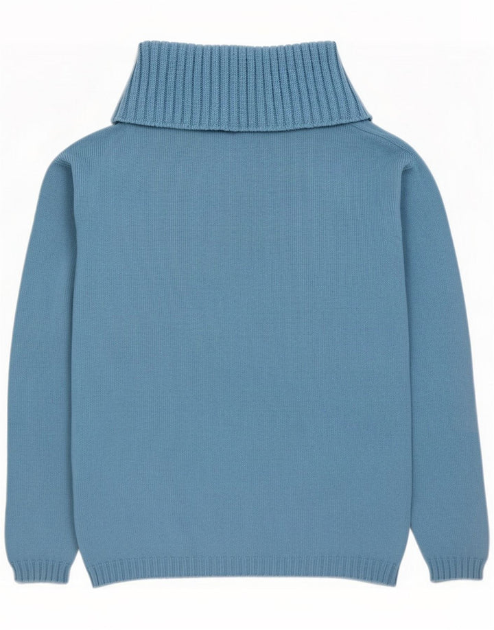 Guess Womens Roll Neck Jumper Sweater Size 3 Small Blue Wool