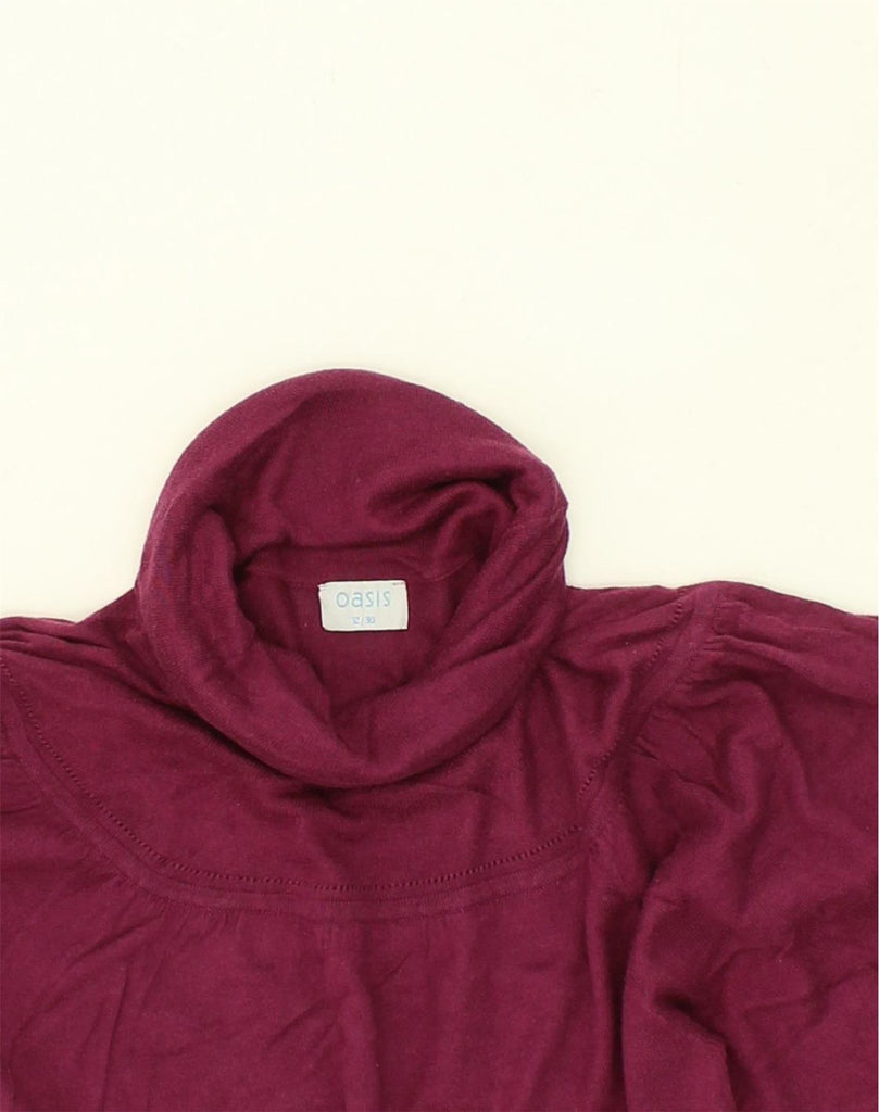 OASIS Womens 3/4 Sleeve Roll Neck Jumper Sweater UK 12 Medium Burgundy | Vintage Oasis | Thrift | Second-Hand Oasis | Used Clothing | Messina Hembry 