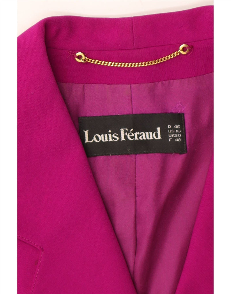 LOUIS FERAUD Womens 4 Button Blazer Jacket UK 20 2XL Pink Wool Vintage Louis Feraud and Second-Hand Louis Feraud from Messina Hembry 
