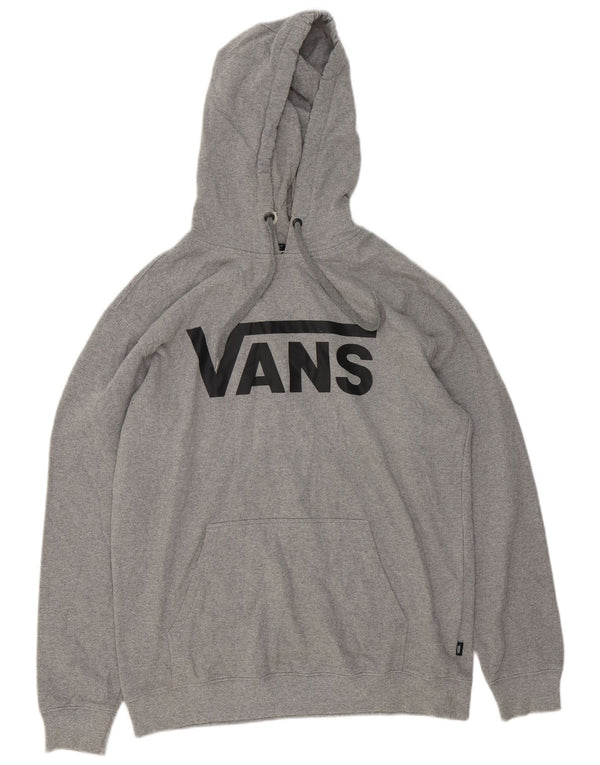 Vans Mens Graphic Hoodie Jumper Large Grey Cotton
