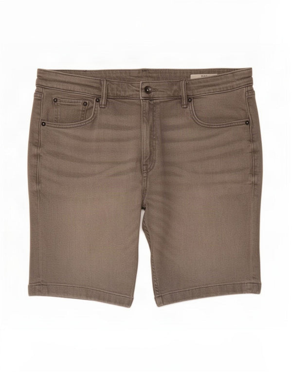 Marks & Spencer Mens Denim Shorts W36 Large Grey Cotton