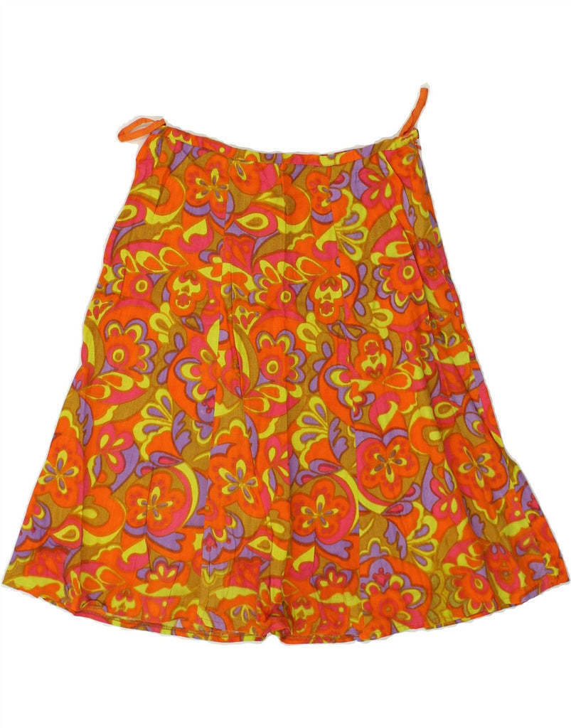 VINTAGE Womens A-Line Skirt W26 Small Orange Floral | Vintage Vintage | Thrift | Second-Hand Vintage | Used Clothing | Messina Hembry 