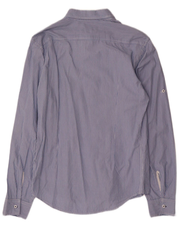 Zara Mens Shirt Large Blue Striped Cotton