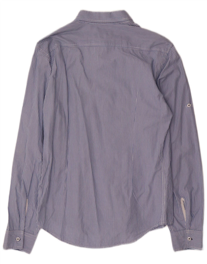 Zara Mens Shirt Large Blue Striped Cotton