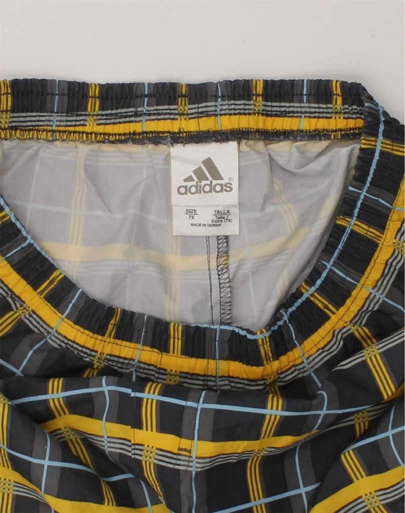 ADIDAS Boys Sport Shorts 6-7 Years Grey Check Polyester | Vintage Adidas | Thrift | Second-Hand Adidas | Used Clothing | Messina Hembry 