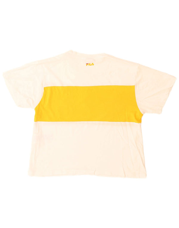 Fila Womens Graphic T-Shirt Top UK 14 Medium White Cotton