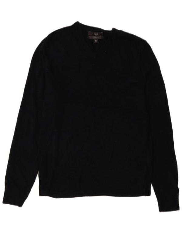 Marks & Spencer Mens V-Neck Jumper Sweater Medium Navy Blue Acrylic