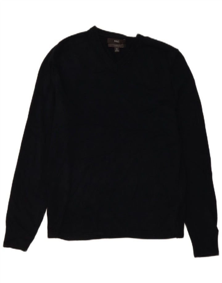 Marks & Spencer Mens V-Neck Jumper Sweater Medium Navy Blue Acrylic