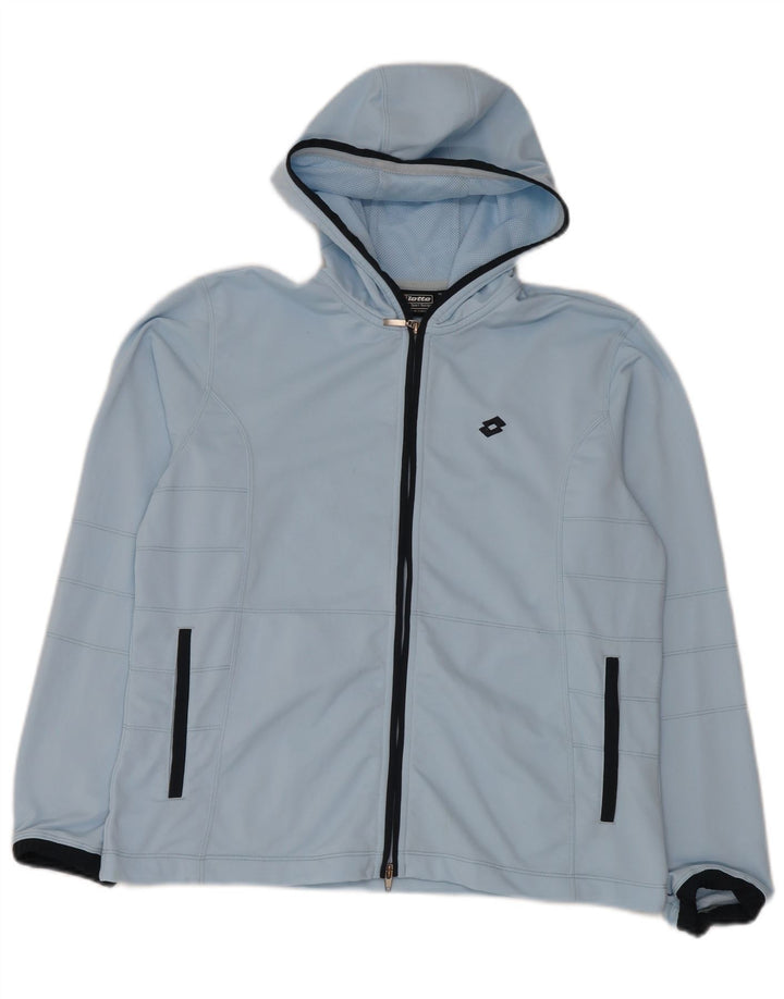 Lotto Womens Hooded Tracksuit Top Jacket UK 14 Medium Blue Polyester