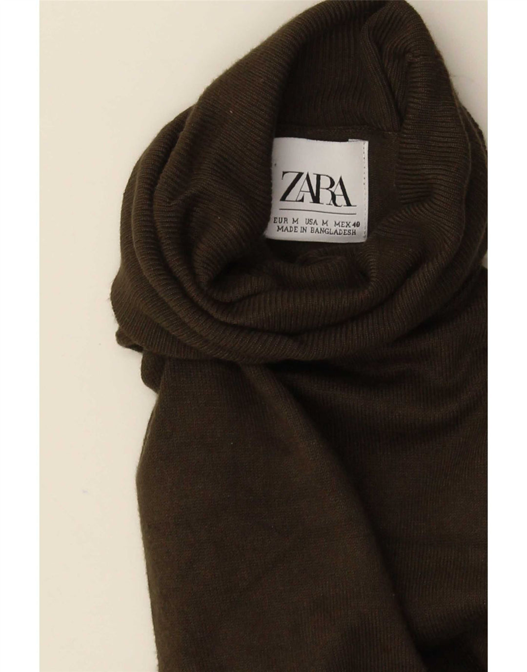 Zara Womens Roll Neck Jumper Sweater UK 14 Medium Green Viscose