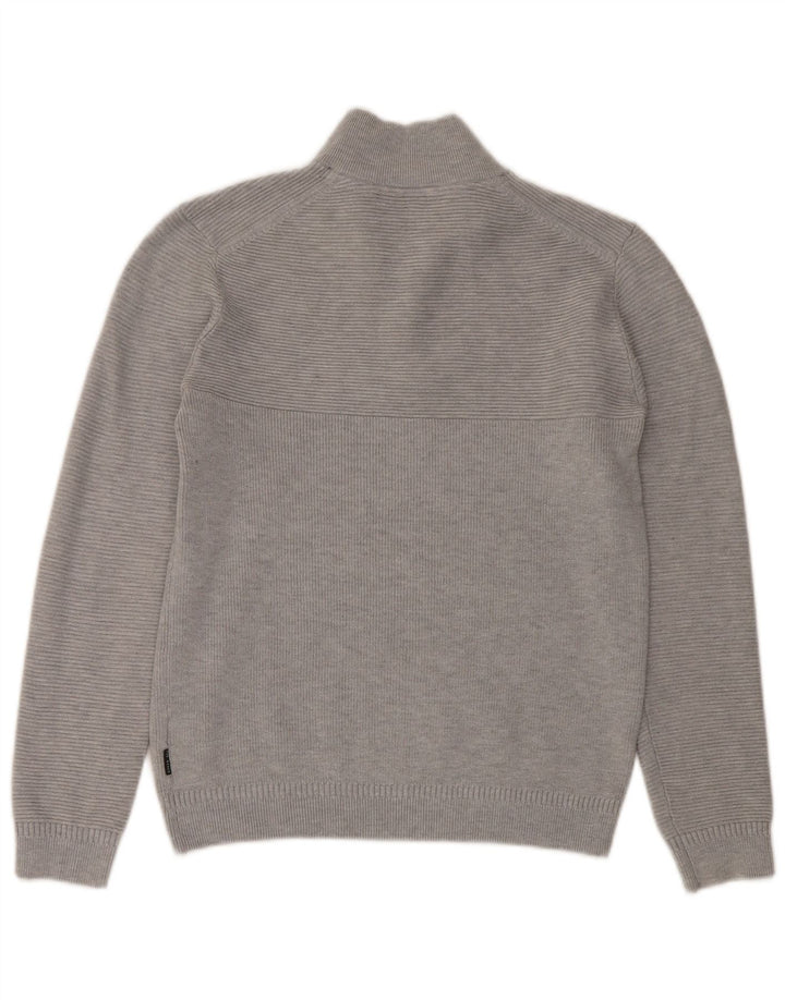 Ted Baker Mens Zip Neck Jumper Sweater Size 3 Medium Grey Polyester