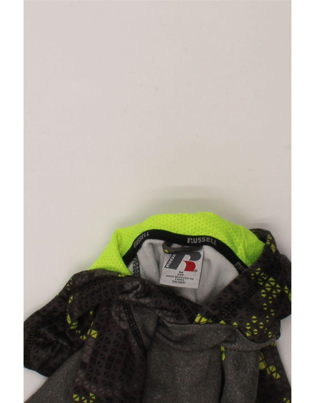 RUSSELL ATHLETIC Boys Hoodie Jumper 7-8 Years Medium Grey Colourblock Vintage Russell Athletic and Second-Hand Russell Athletic from Messina Hembry 