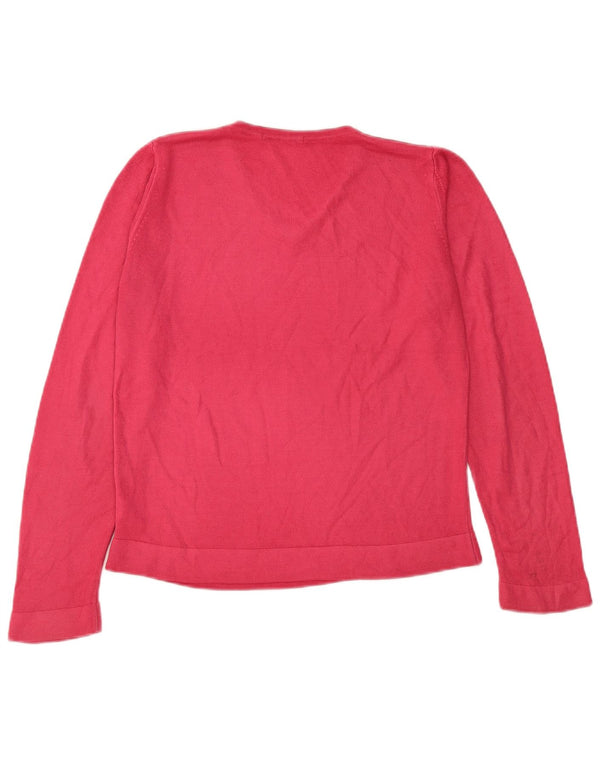 Marks & Spencer Womens V-Neck Jumper Sweater UK 12 Medium Pink Acrylic