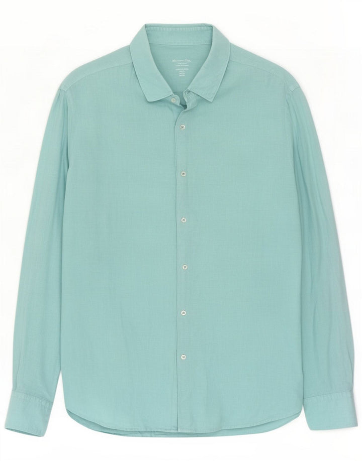 Massimo Dutti Mens Shirt XL Blue Linen