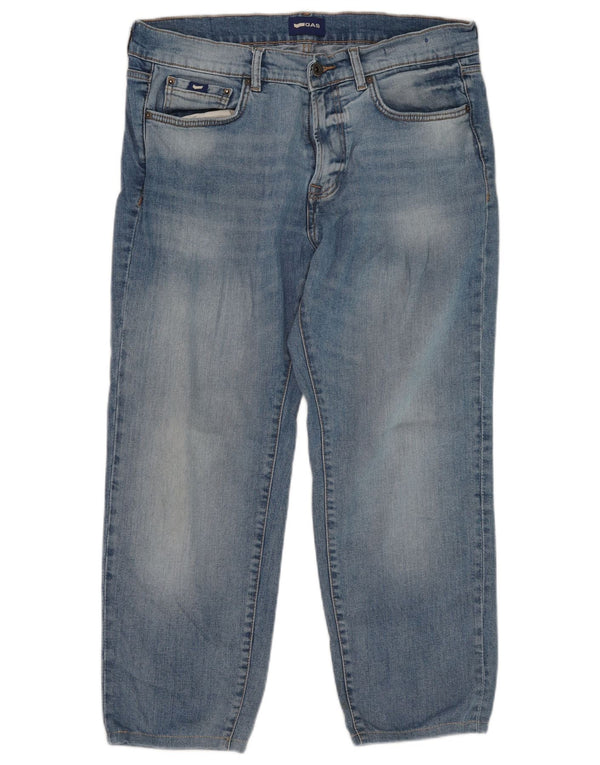 Gas Mens Cropped Jeans W33 L26 Blue Cotton
