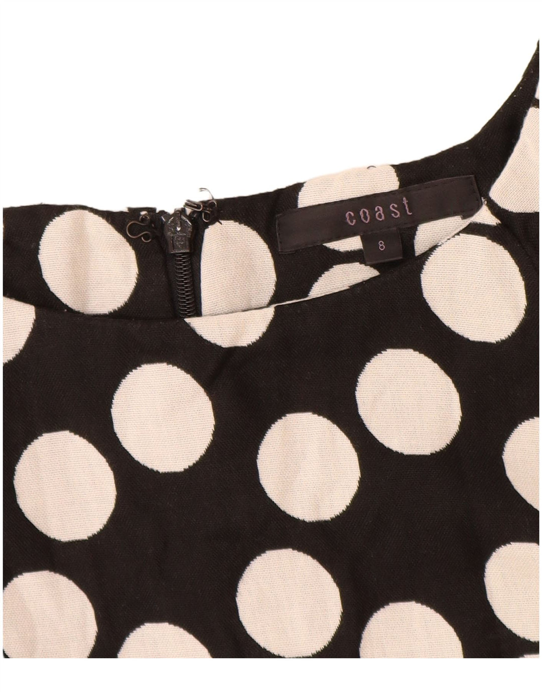 Coast Womens Sheath Dress UK 8 Small Black Polka Dot Cotton