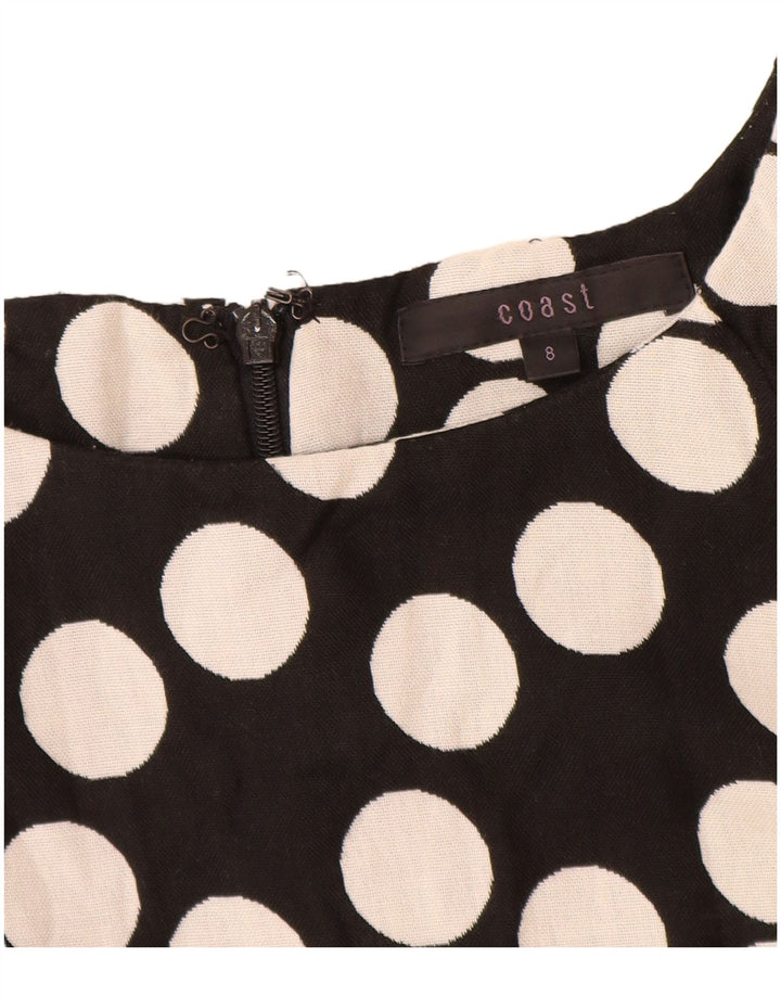 Coast Womens Sheath Dress UK 8 Small Black Polka Dot Cotton