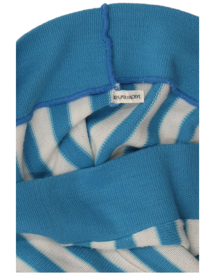 Vintage Womens Blouse Top UK 16 Large Blue Striped Polyacrylic