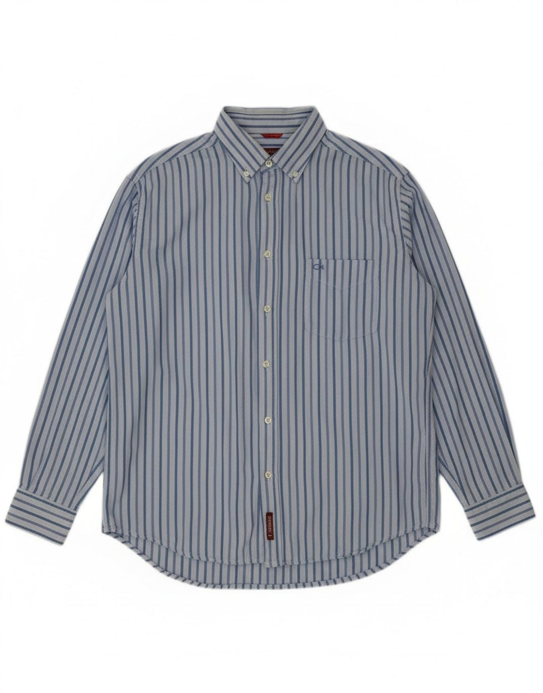 Carrera Mens Shirt Large Blue Striped Cotton