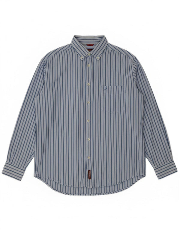Carrera Mens Shirt Large Blue Striped Cotton