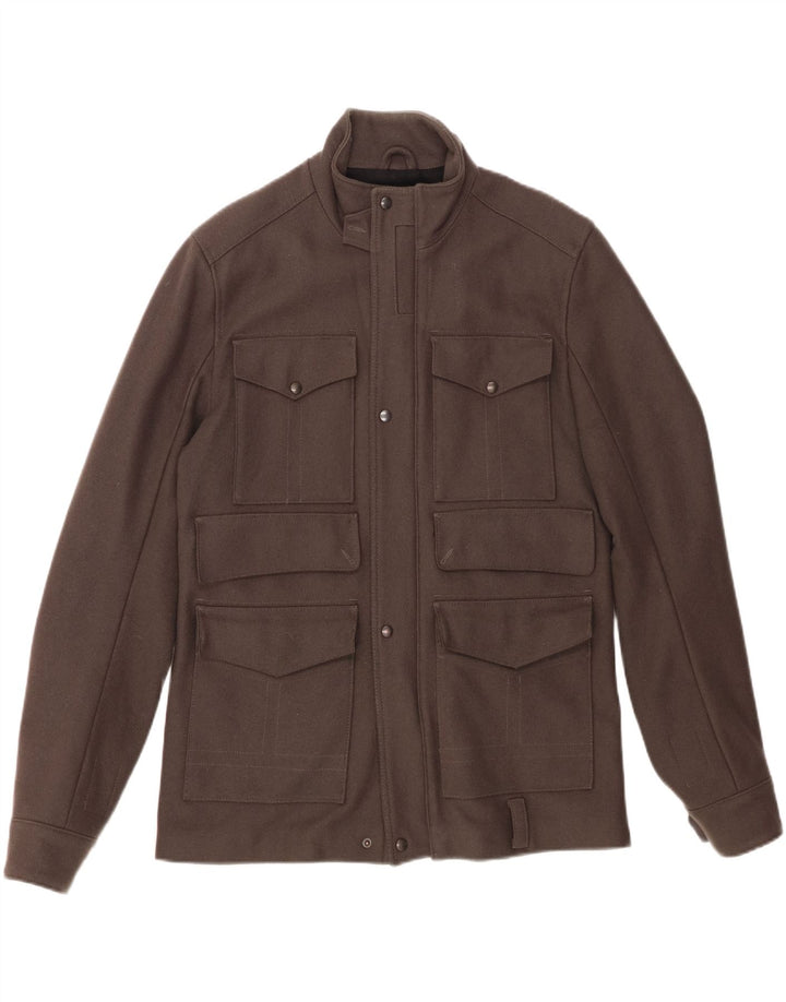 REISS Mens Windbreaker Jacket UK 40 Large Grey Virgin Wool