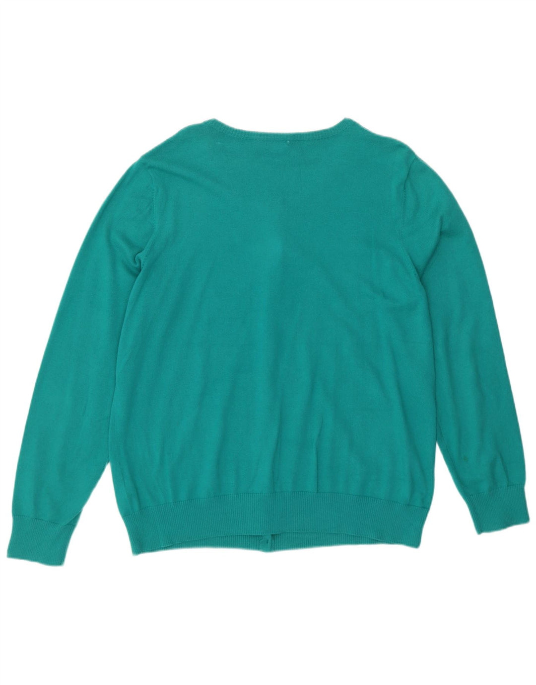 L.L.BEAN Womens Cardigan Sweater UK 18 XL Turquoise Cotton
