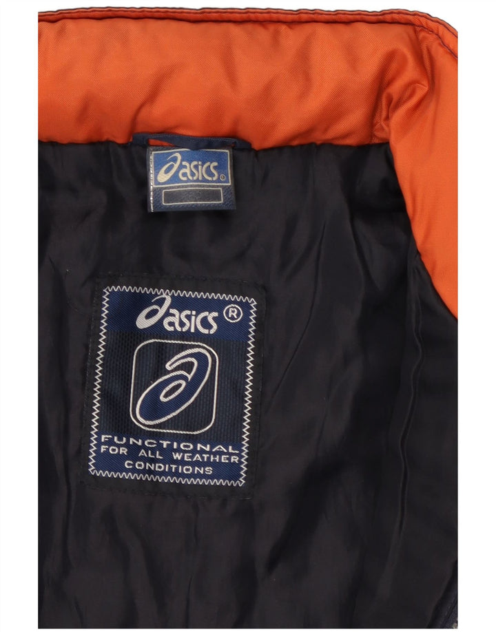 Asics Mens Graphic Windbreaker Jacket UK 38 Medium Navy Blue Colourblock