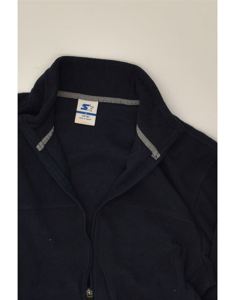 STARTER Mens Fleece Jacket UK 34/36 Small Navy Blue Polyester | Vintage Starter | Thrift | Second-Hand Starter | Used Clothing | Messina Hembry 